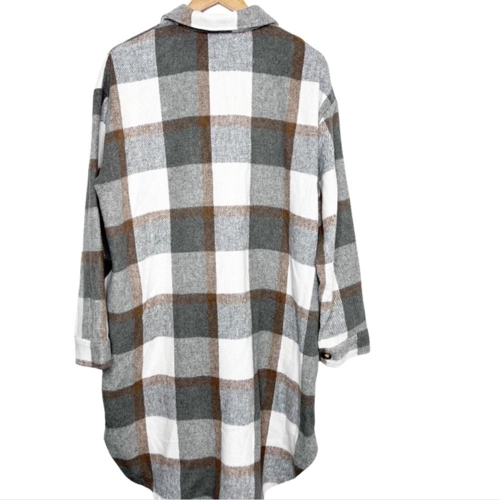 KatyDID Womens Plaid Shacket Long‎ Sleeve Button Down Oversized Shirt Jacket - Picture 10 of 16